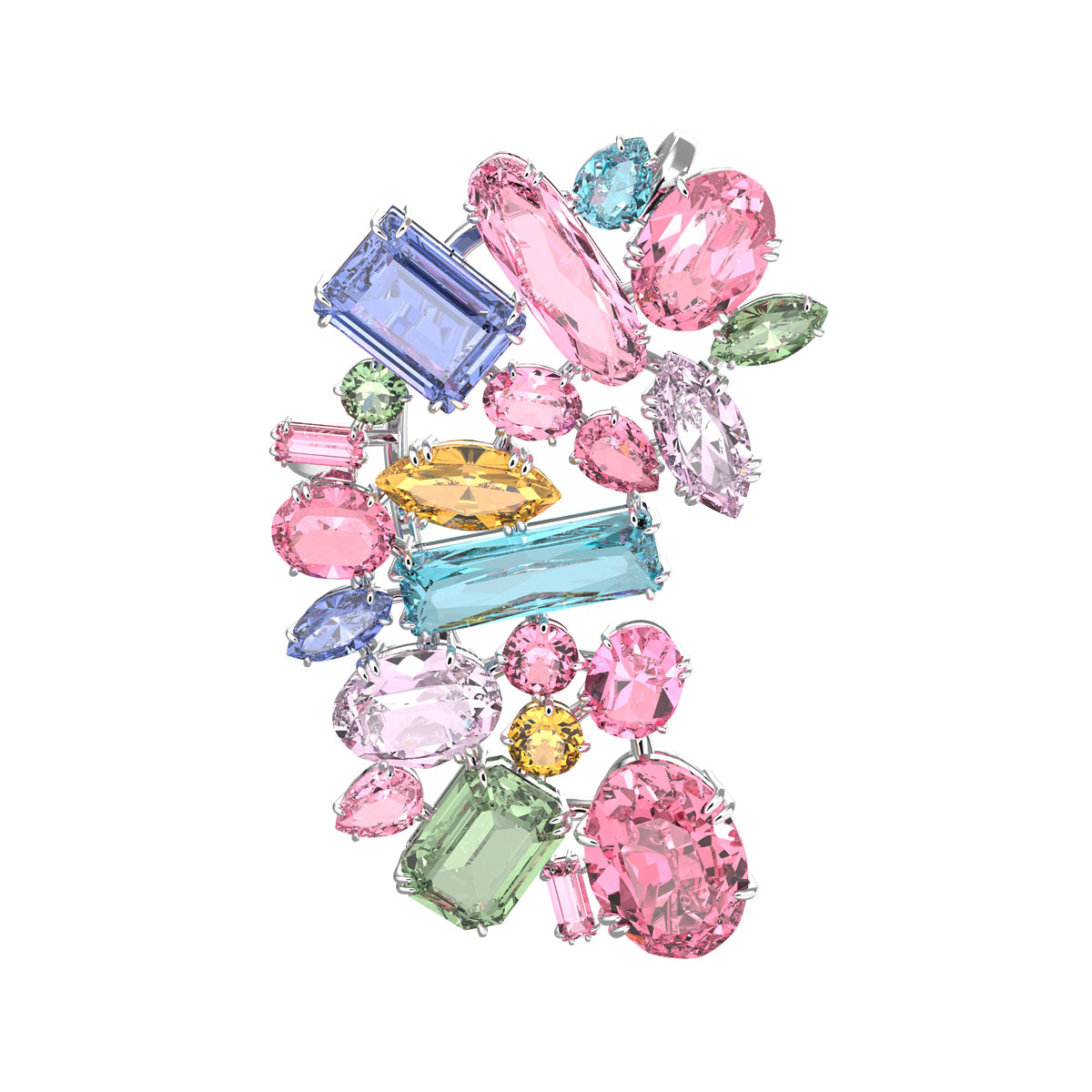 Swarovski Gema Ear Cuff, Oversized Crystal, Multicolored, Rhodium Plated